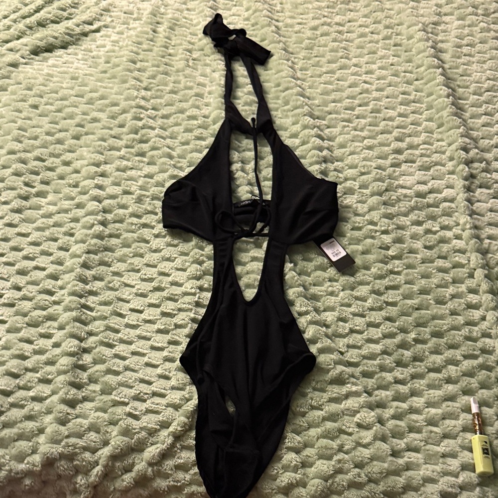 Fashion Nova Black Cutout One-Piece